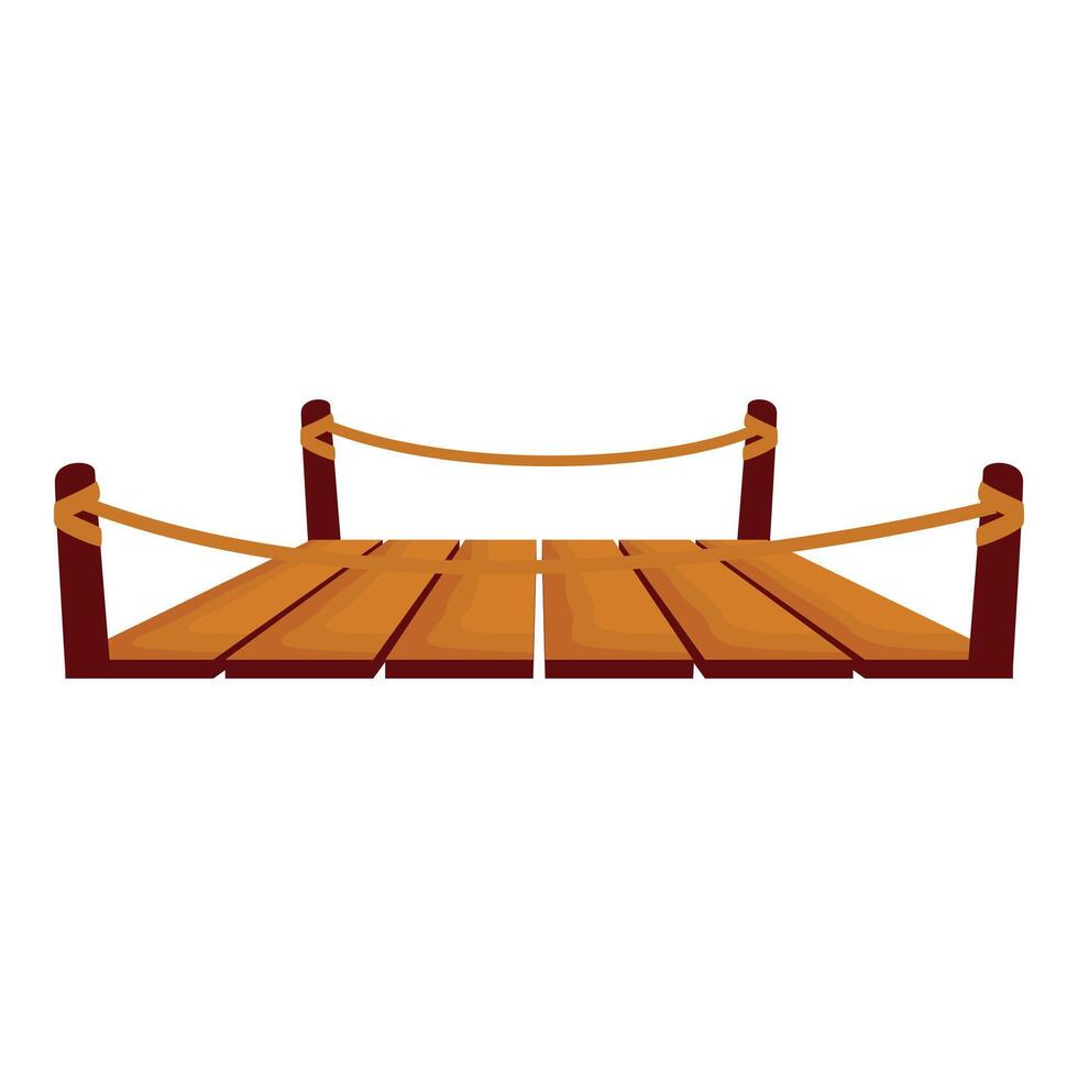 Wooden pier with rope railing extending over water vector