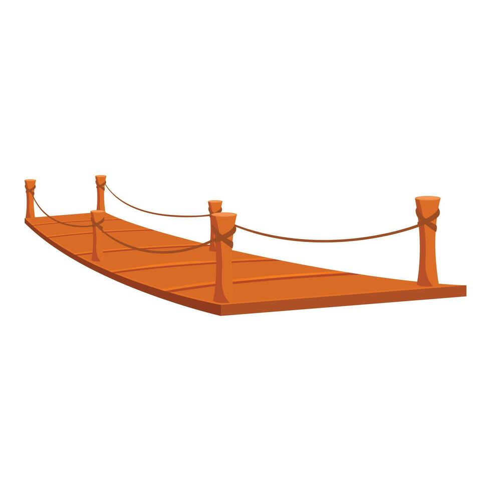 Wooden suspension bridge spanning a gap vector