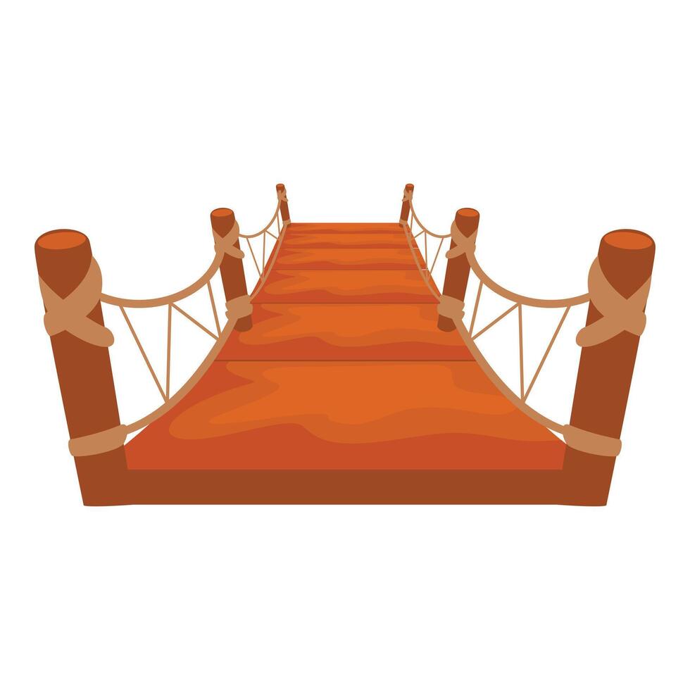 Wooden hanging bridge stretching into the distance vector