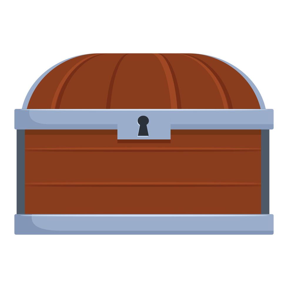 Old wooden chest with metal framing standing closed vector