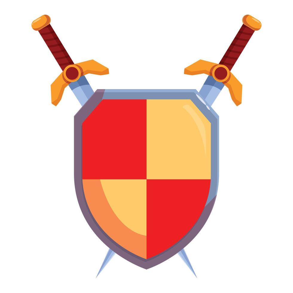 Medieval shield with crossed swords representing security and protection vector