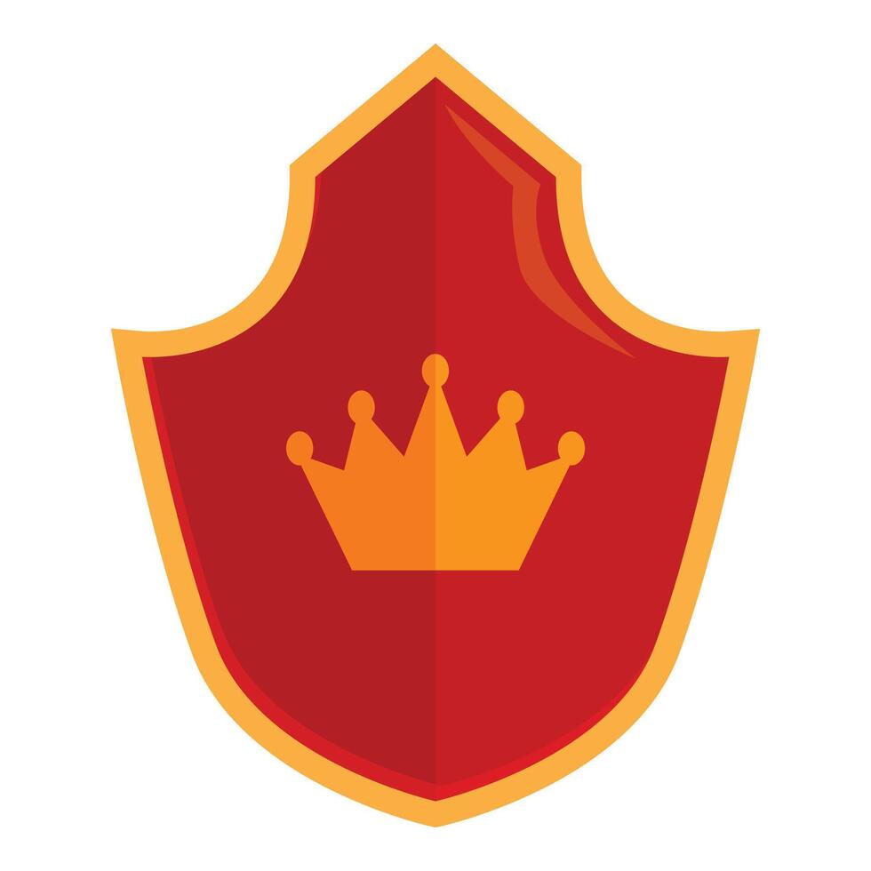 Red royal shield with golden crown showing monarchy vector