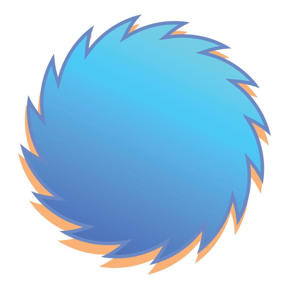 Blue circular saw blade rotating with motion blur vector