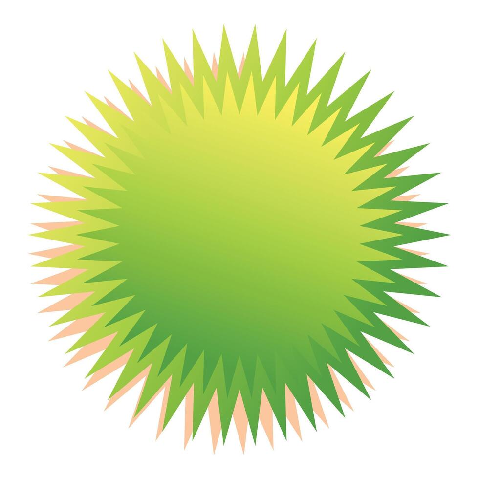 Green and orange starburst shape radiating on white background vector