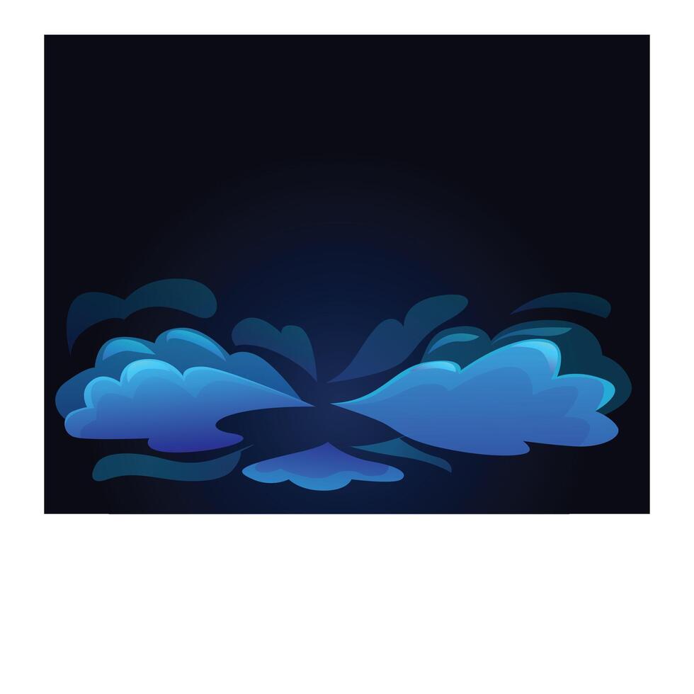Blue smoke cloud is swirling on dark background vector