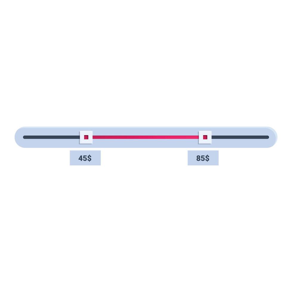 Horizontal slider bar with money value showing price range vector