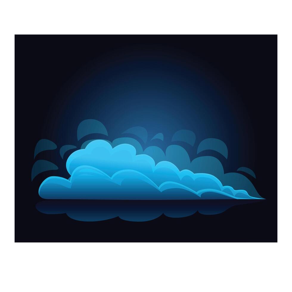 Bright blue clouds reflecting on dark background vector