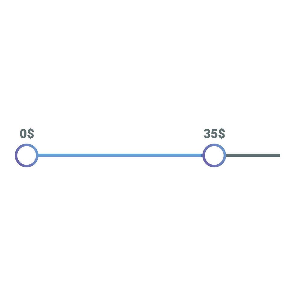 Price range slider showing value from zero to thirty five dollars vector