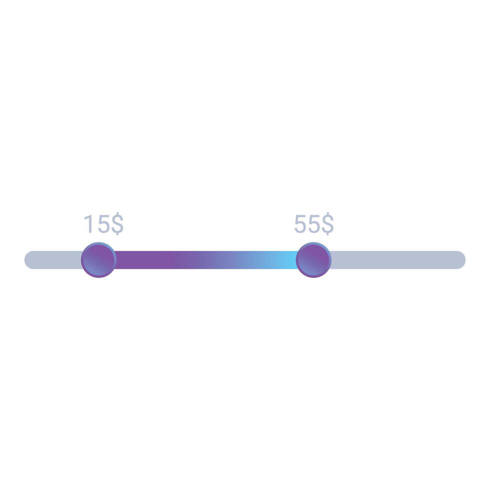 Price range slider bar showing increasing price with currency sign vector