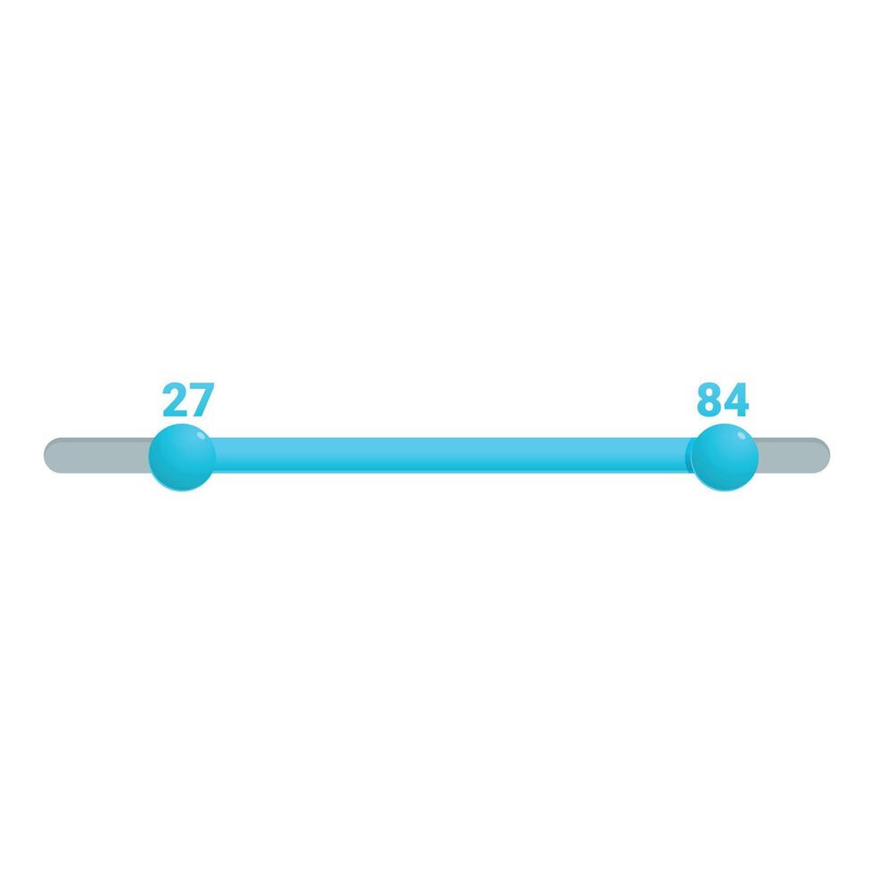 Blue slider showing progress from 27 to 84 percentage vector