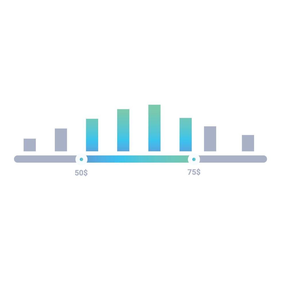 Price range selection bar with highlighted range showing value ladder vector