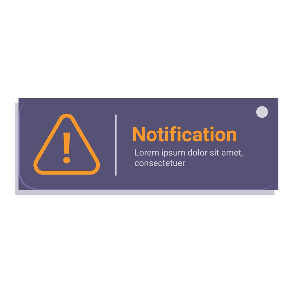 Notification banner with exclamation point in triangle vector
