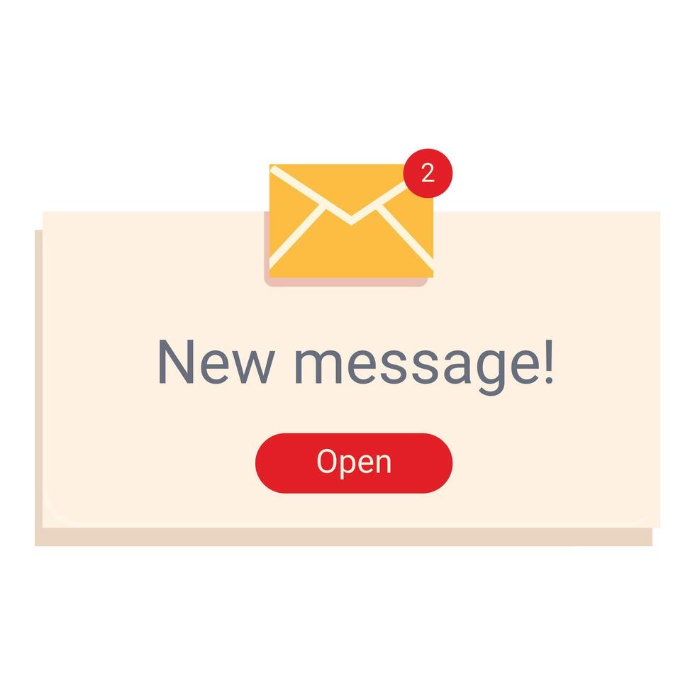 New message notification with envelope icon showing unread messages vector