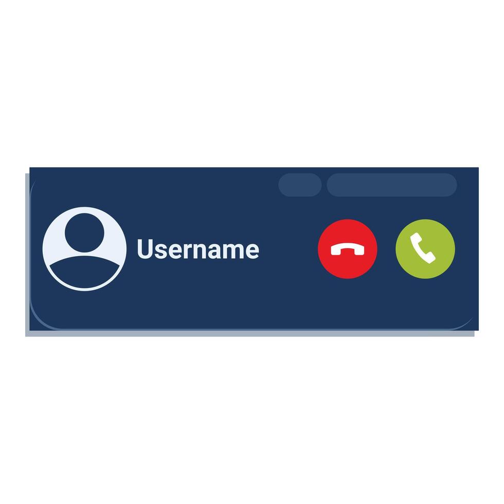 Incoming video call interface showing username and buttons vector