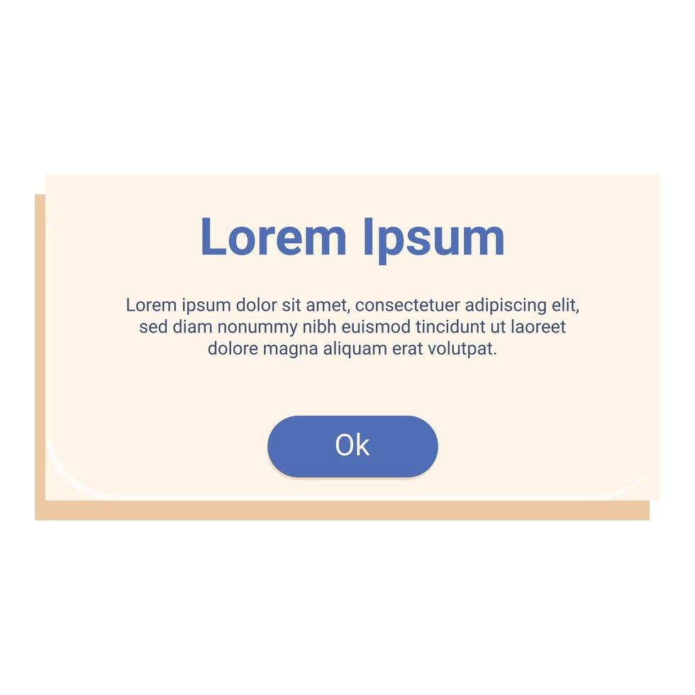 Pop up window with button appearing on the screen vector