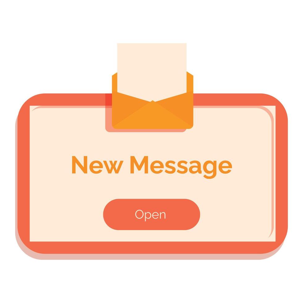 New message notification with envelope icon appearing on screen vector