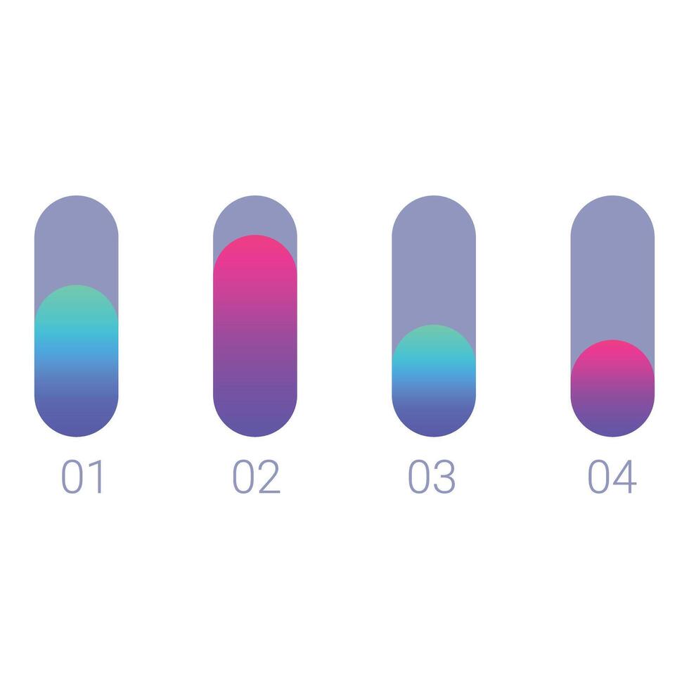 Modern loading bars showing progress from one to four vector