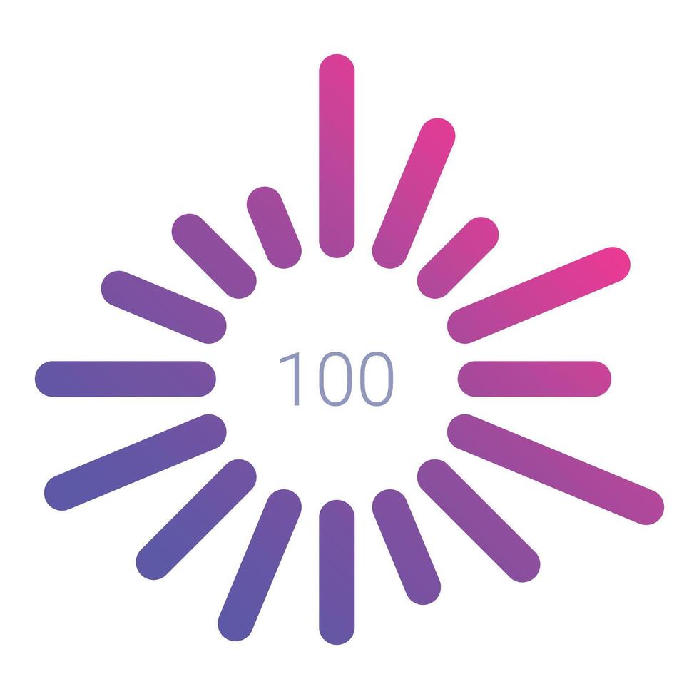 Circular loading bar showing 100 percent completion vector