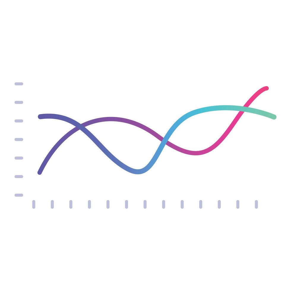 Colorful gradient line graph showing growth over time vector