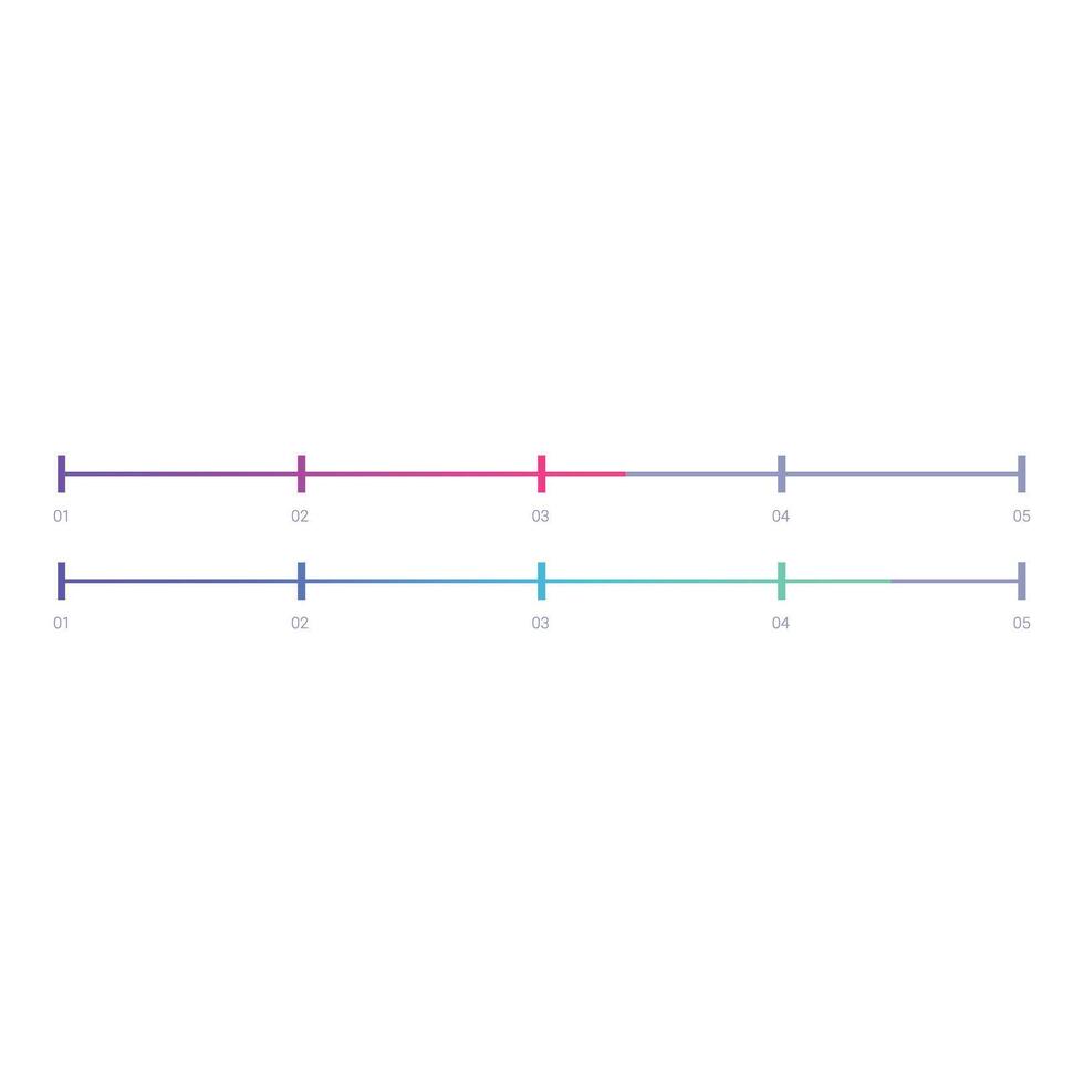 Minimalist timeline chart showing progress over five steps vector