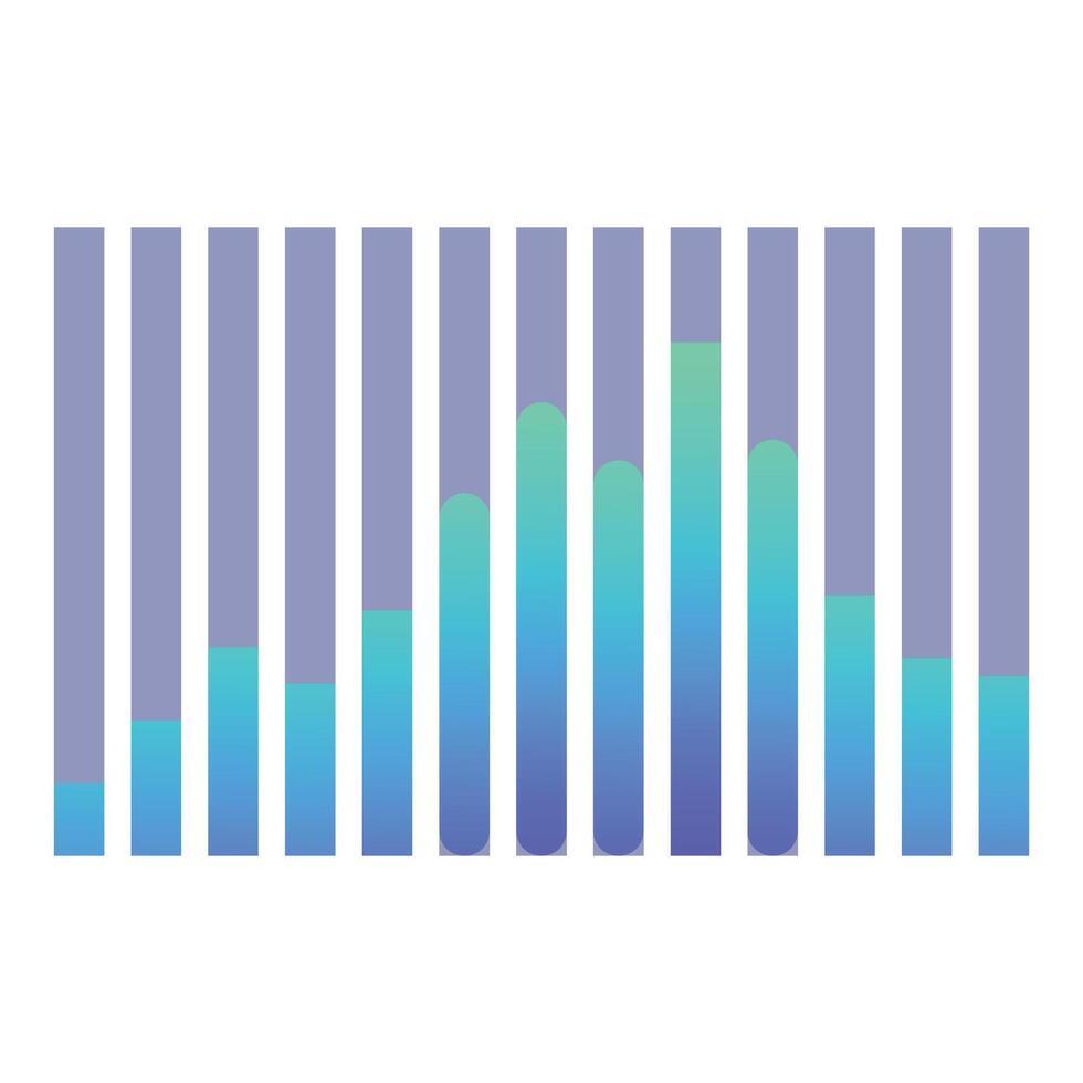 Blue and green gradient bar chart showing market growth vector