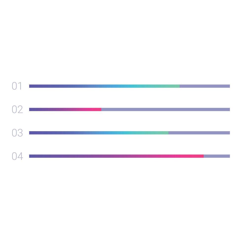 Minimalist chart showing progress with gradient bars vector