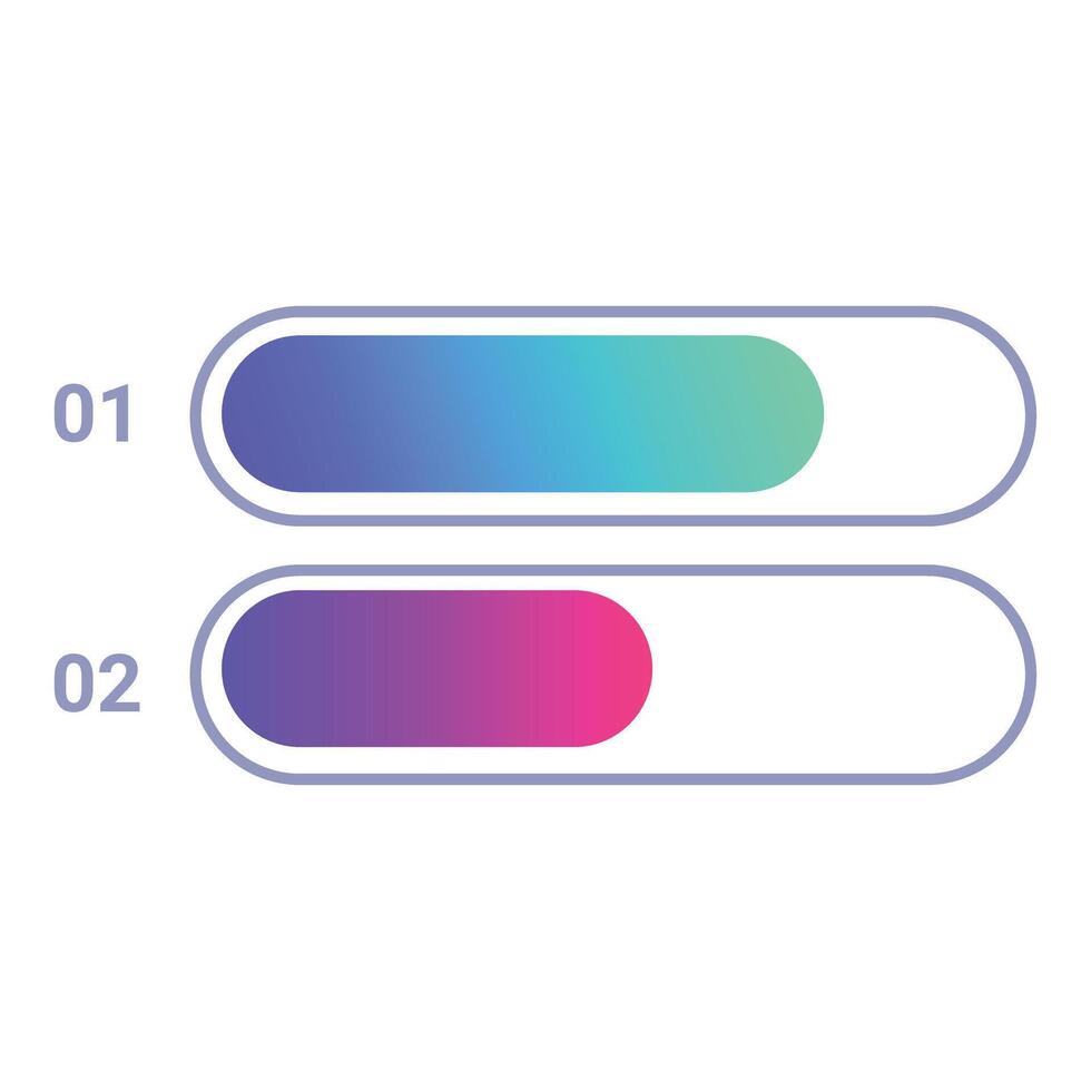 Loading bars showing progress status from low to high percentage vector