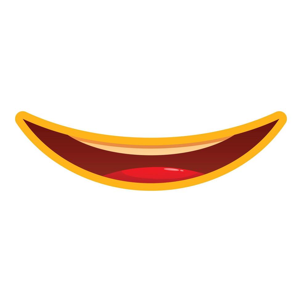 Cartoon mouth smiling showing teeth with red tongue out vector