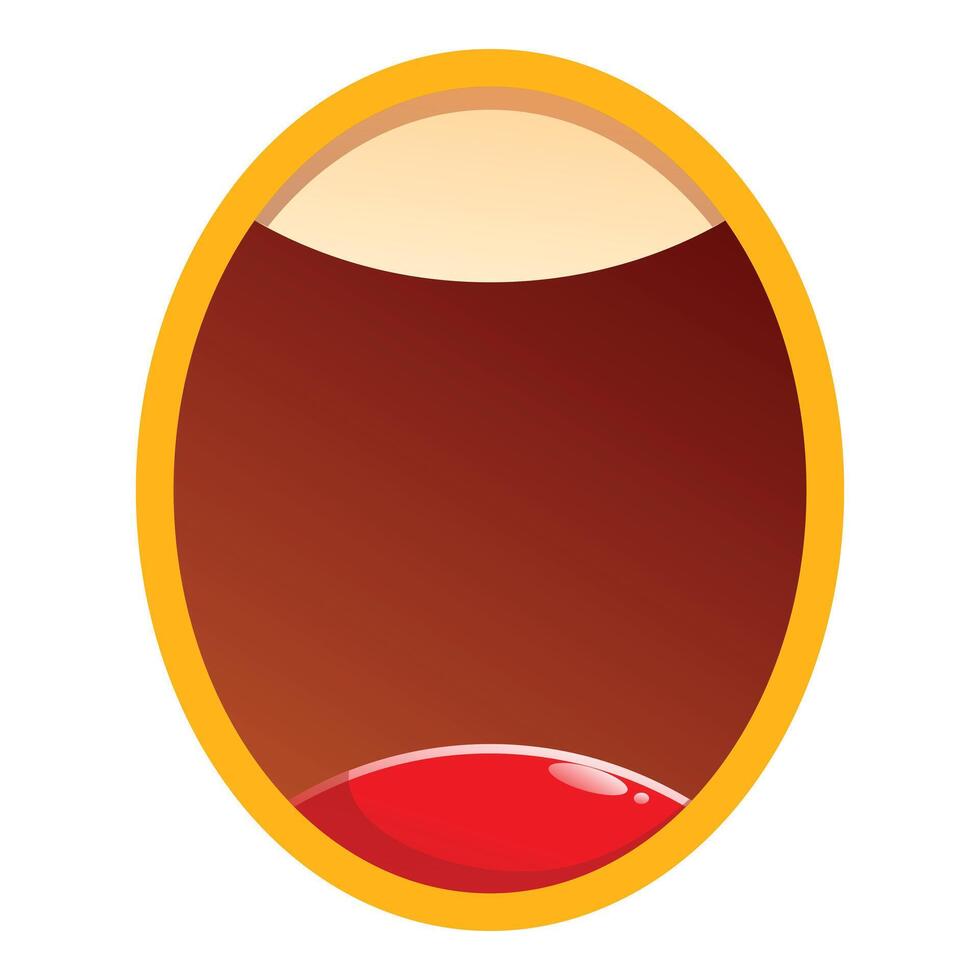 Oval button with open mouth showing tongue emotion cartoon style vector