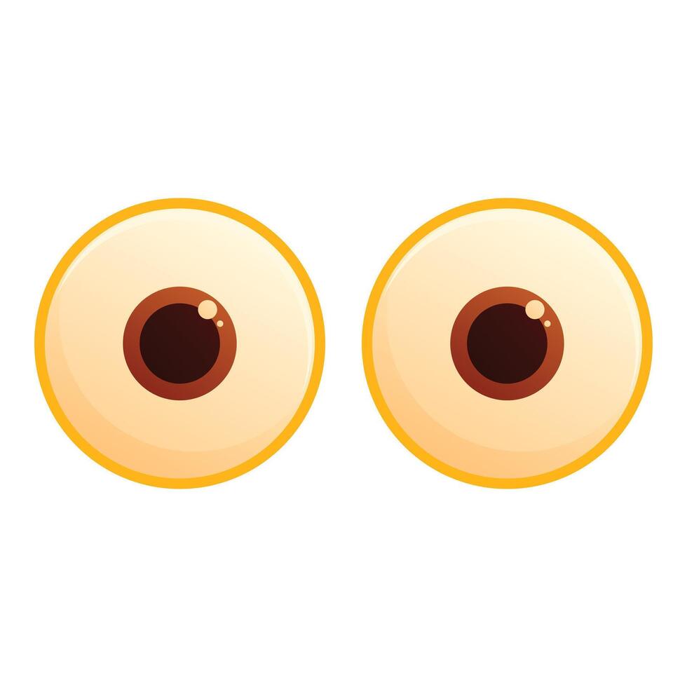 Two big cartoon eyes staring with brown irises and yellow sclera vector