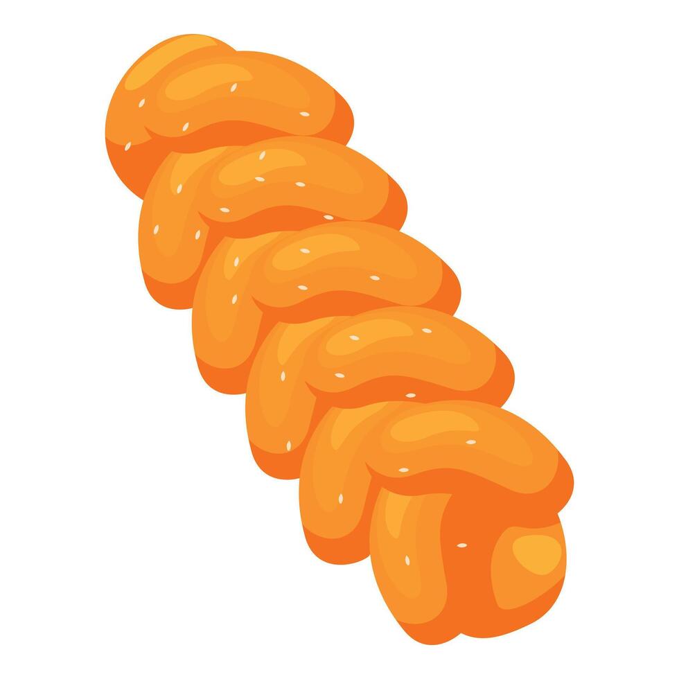 Delicious challah bread loaf lying horizontally isolated on white vector