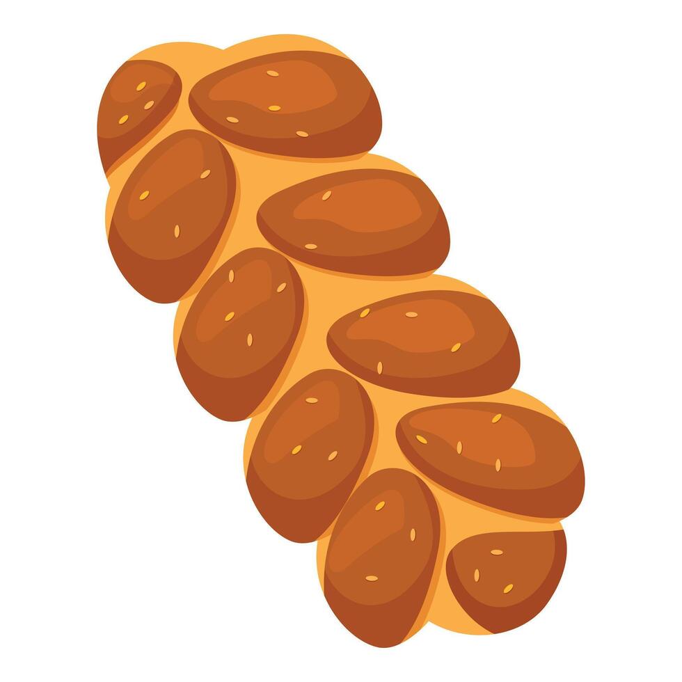 Delicious challah bread loaf with sesame seeds baking vector