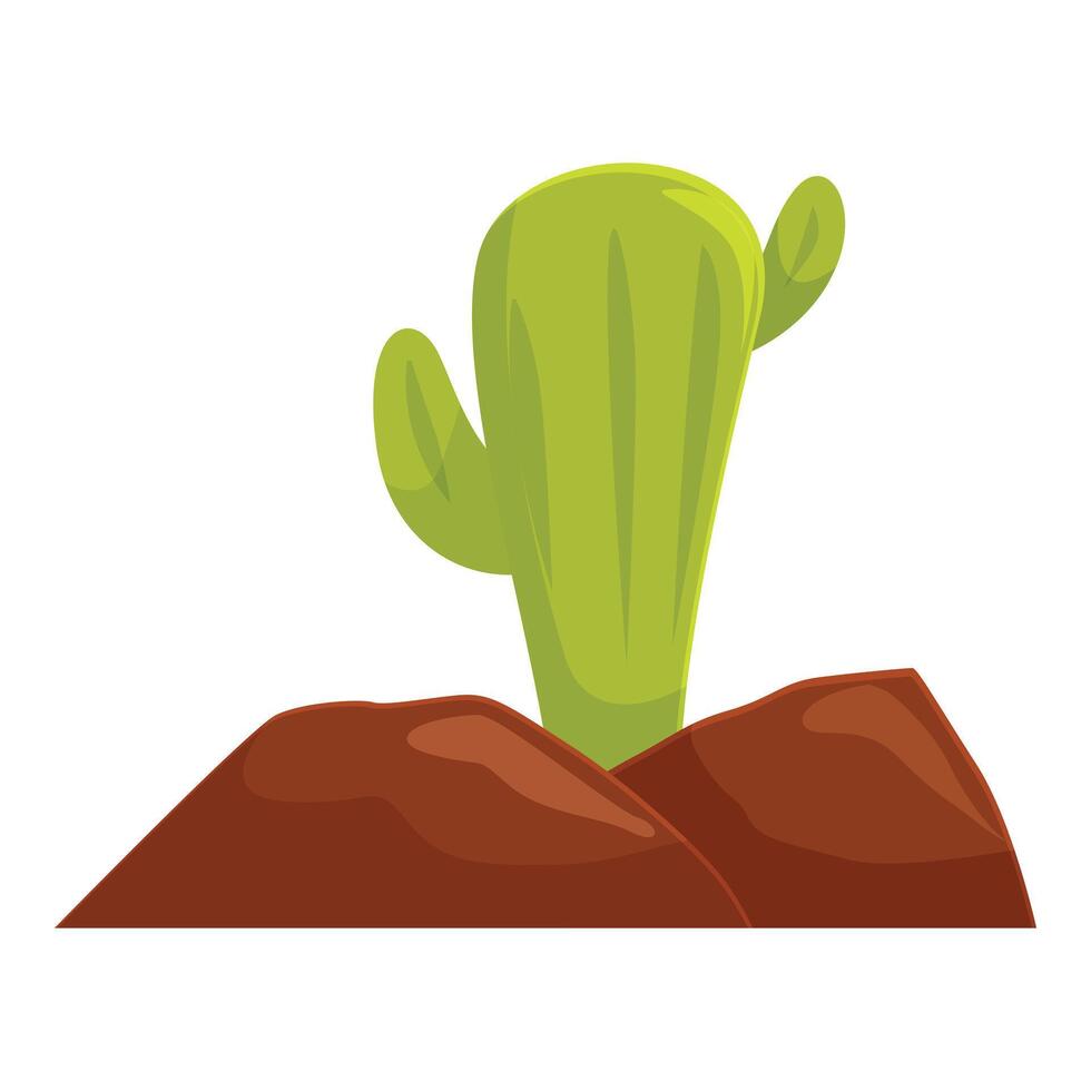 Green cactus growing in desert sand hills illustration vector