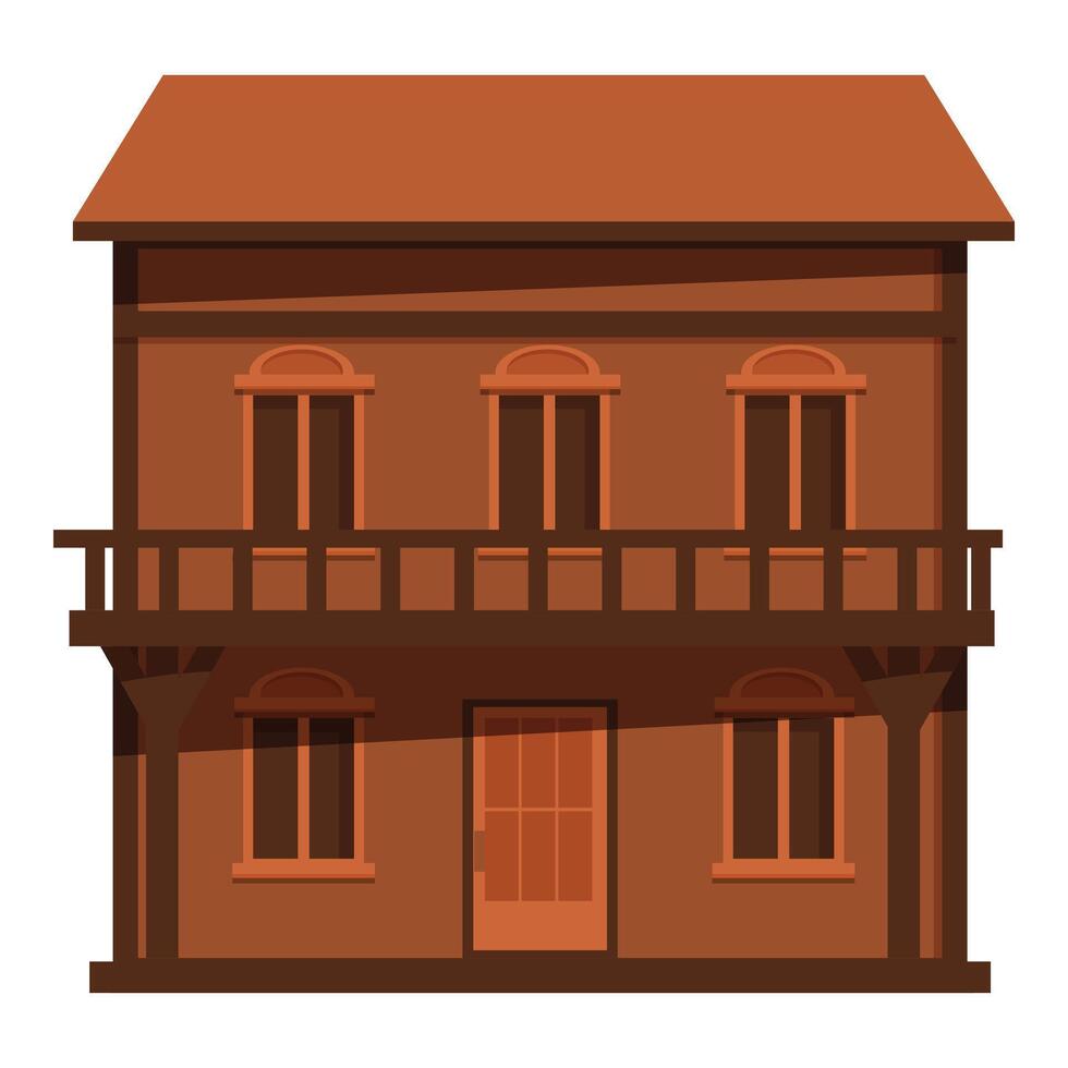 Two storey wild west saloon building with balcony vector