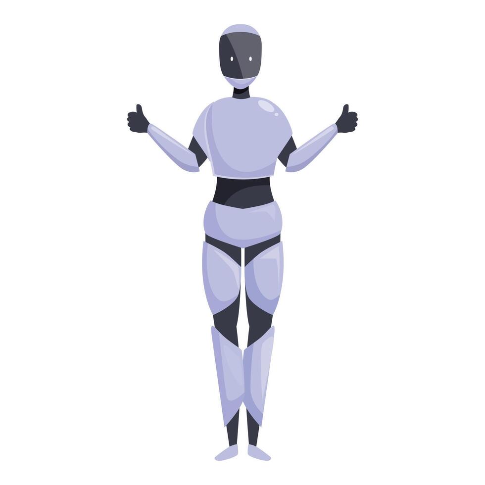 Modern robot showing thumbs up gesture approving your project vector