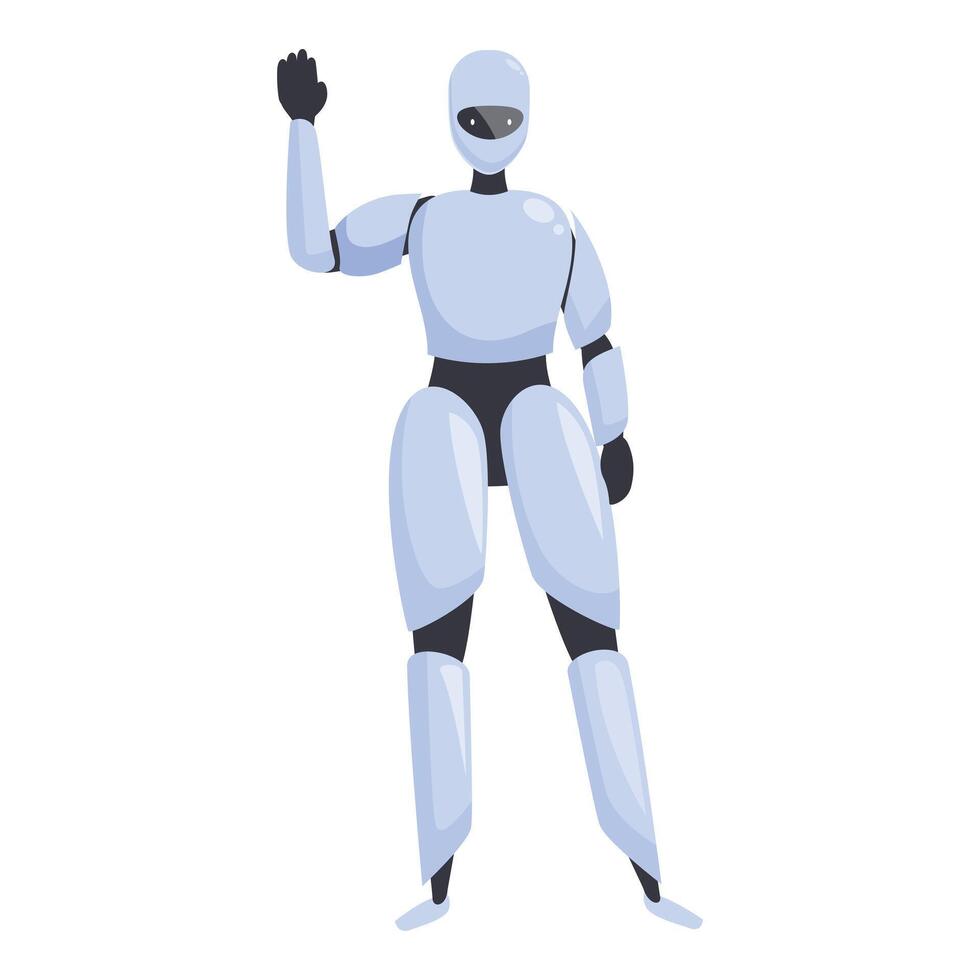 Modern robot waving with hand isolated on white background vector