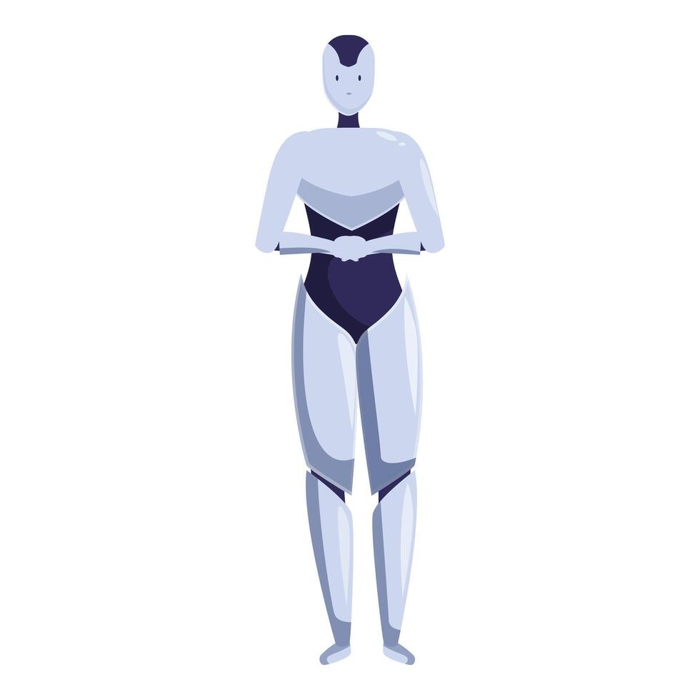 Modern robot standing with folded arms on white background vector