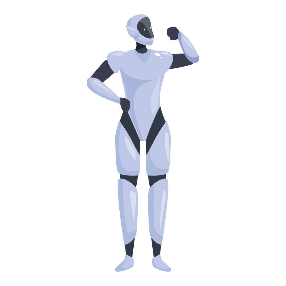 Humanoid robot showing muscles posing with arm bent vector