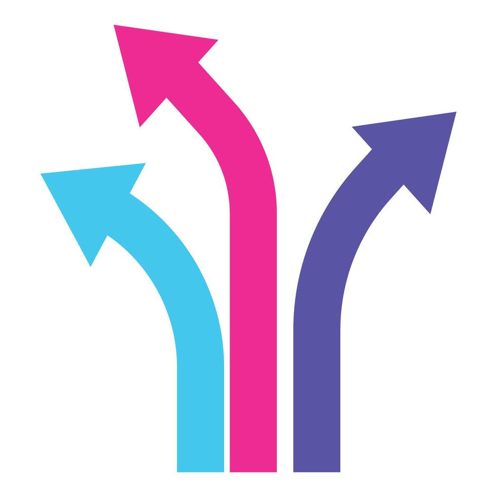 Pink and blue arrow pointing to the right vector