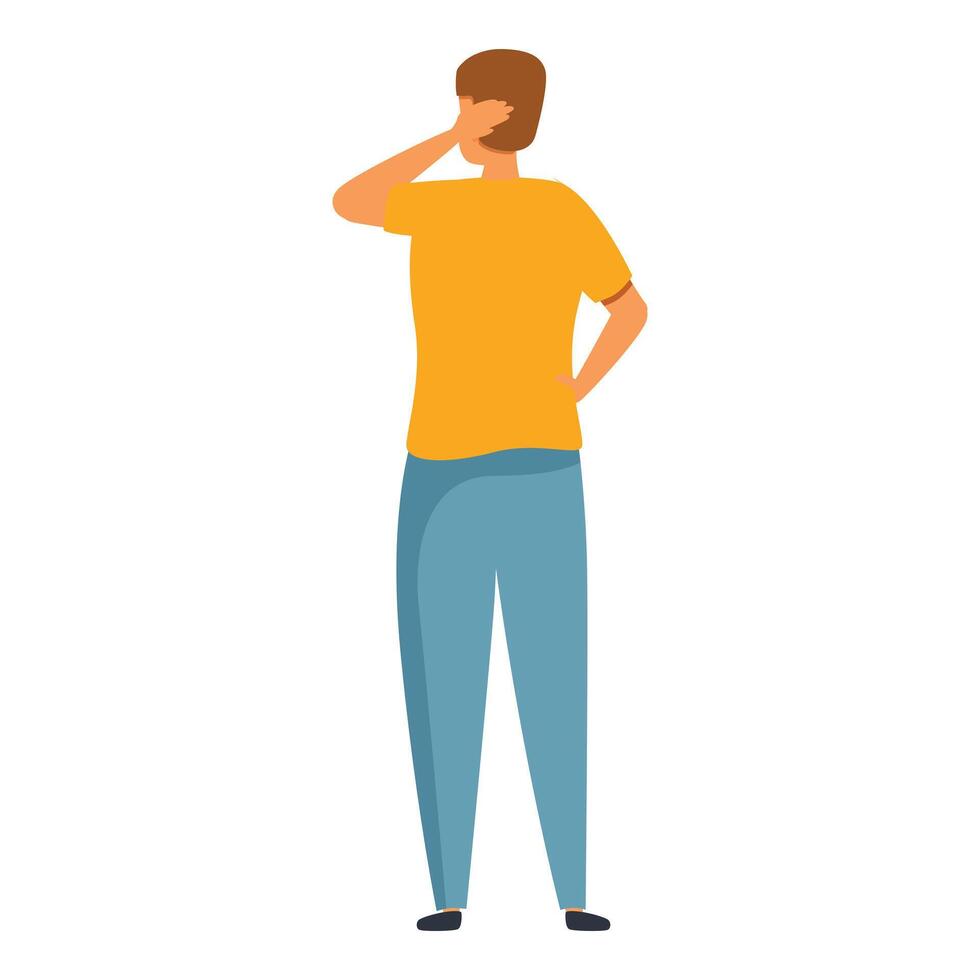 Young man is thinking and scratching his head vector