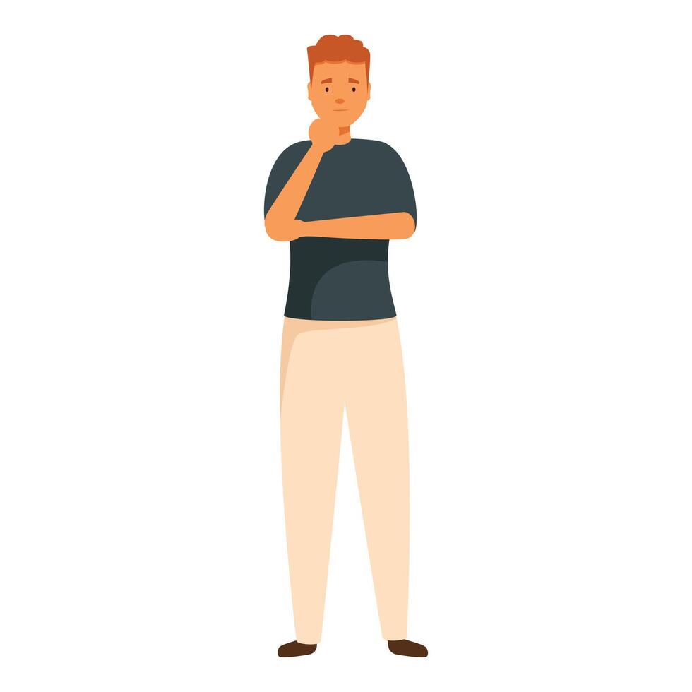 Thoughtful man touching chin making decision standing isolated vector