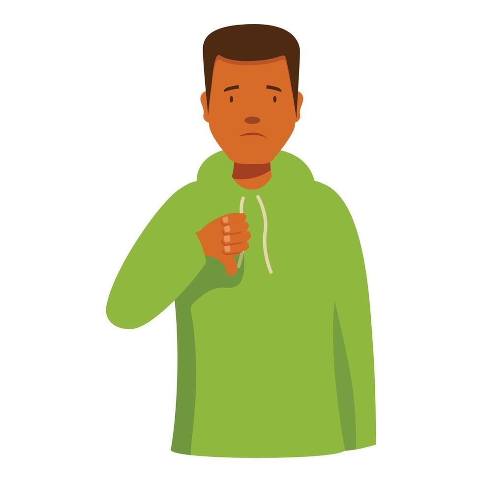 Sad african american man showing thumbs down gesture vector