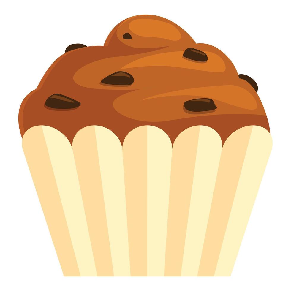Delicious chocolate chip muffin with white paper cup baking vector