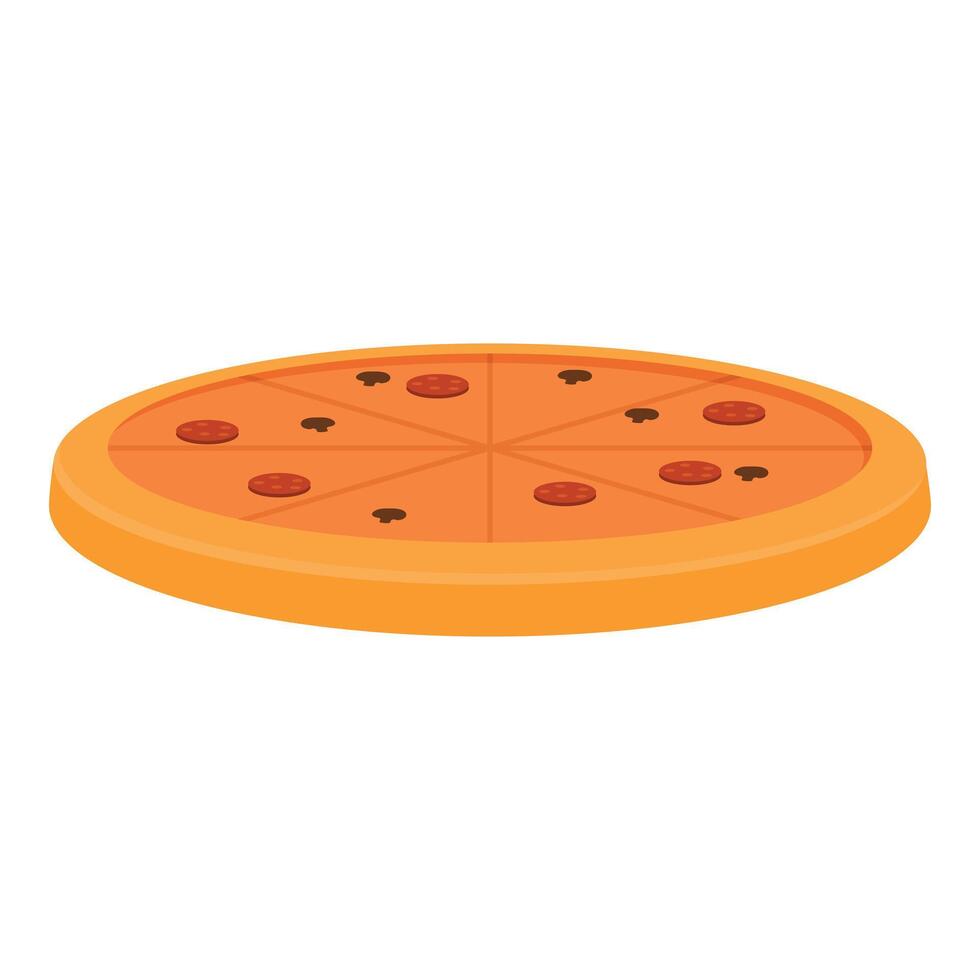 Delicious round pizza lying on white background vector