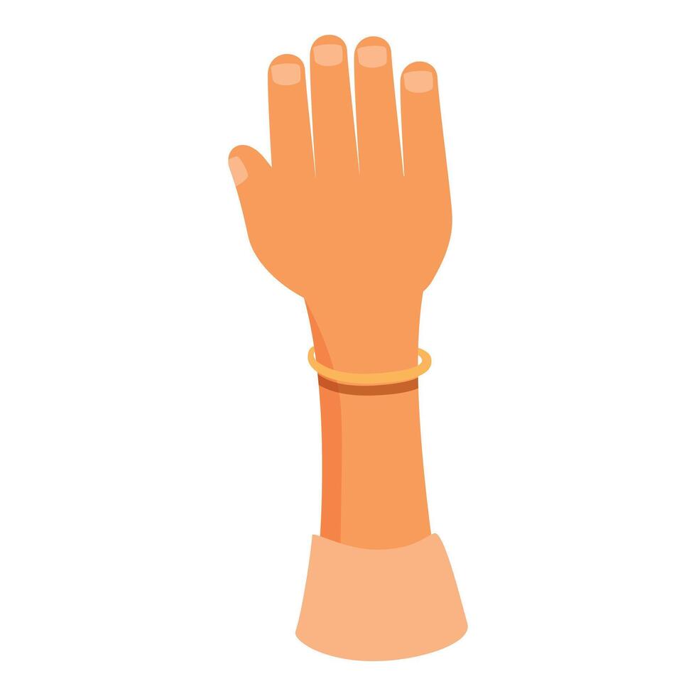 Woman hand raising gesture with bracelet vector illustration