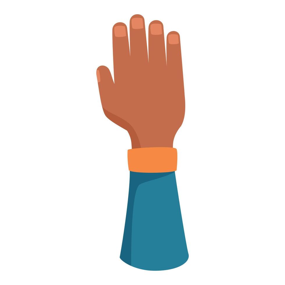 Dark skin hand gesture showing number five vector