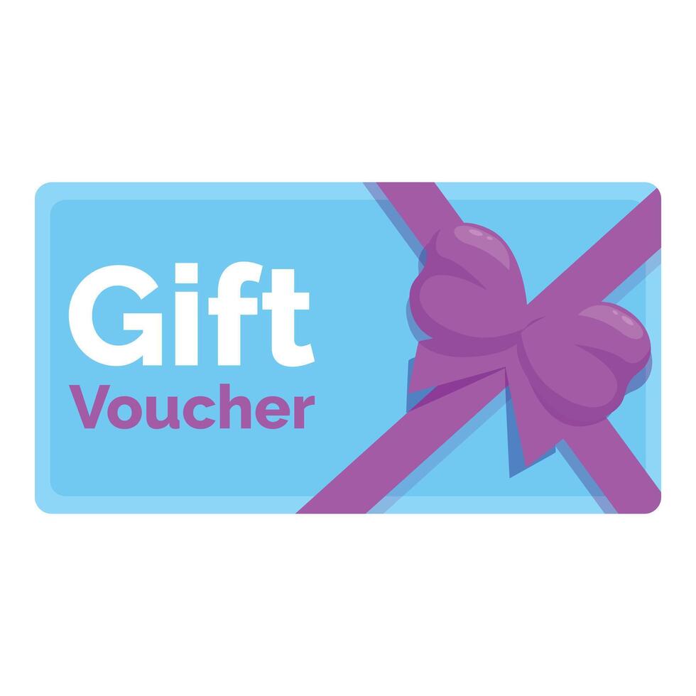Blue gift voucher with purple ribbon for marketing campaign vector
