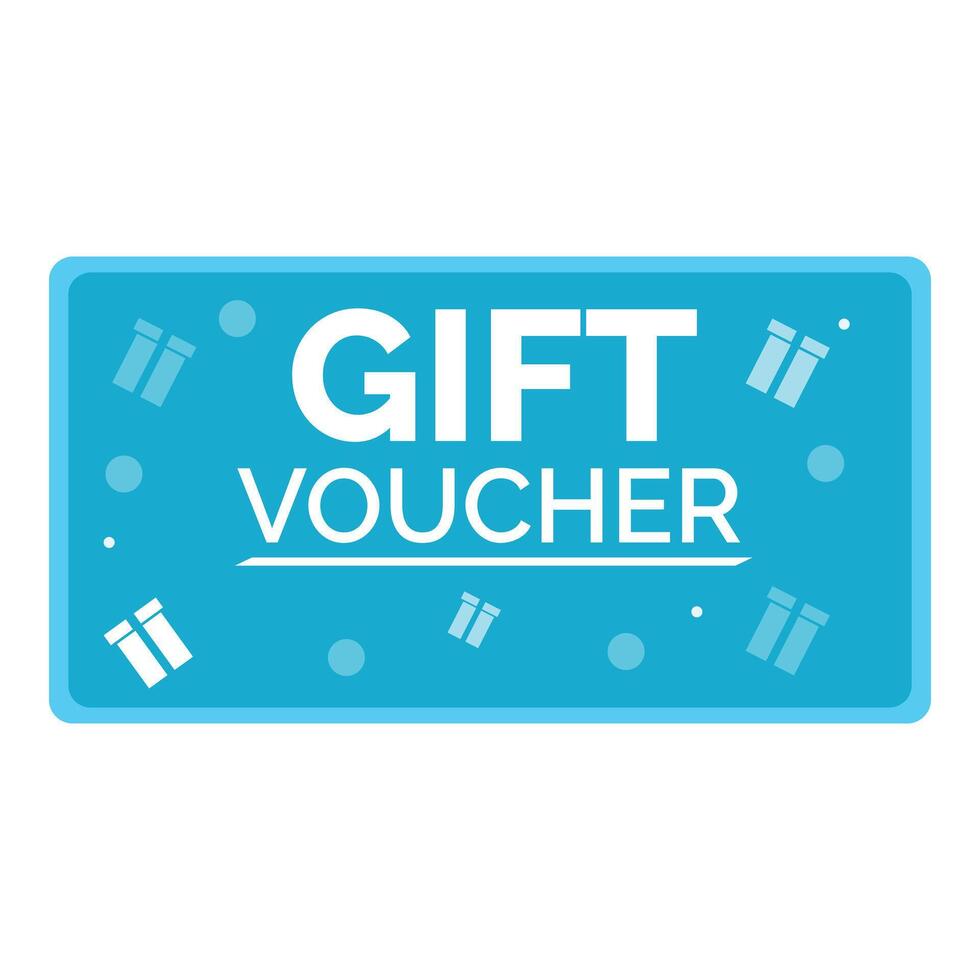 Blue gift voucher with white gift boxes pattern vector