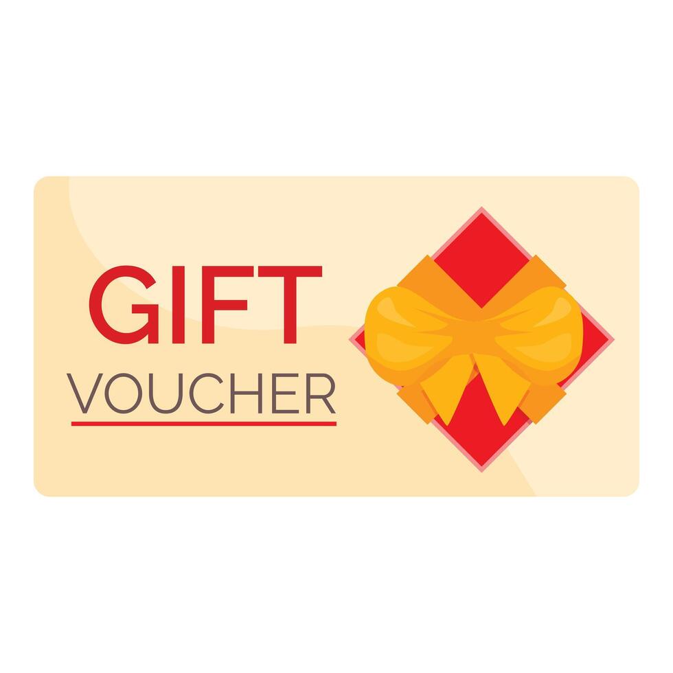 Gift voucher featuring red present with yellow bow vector