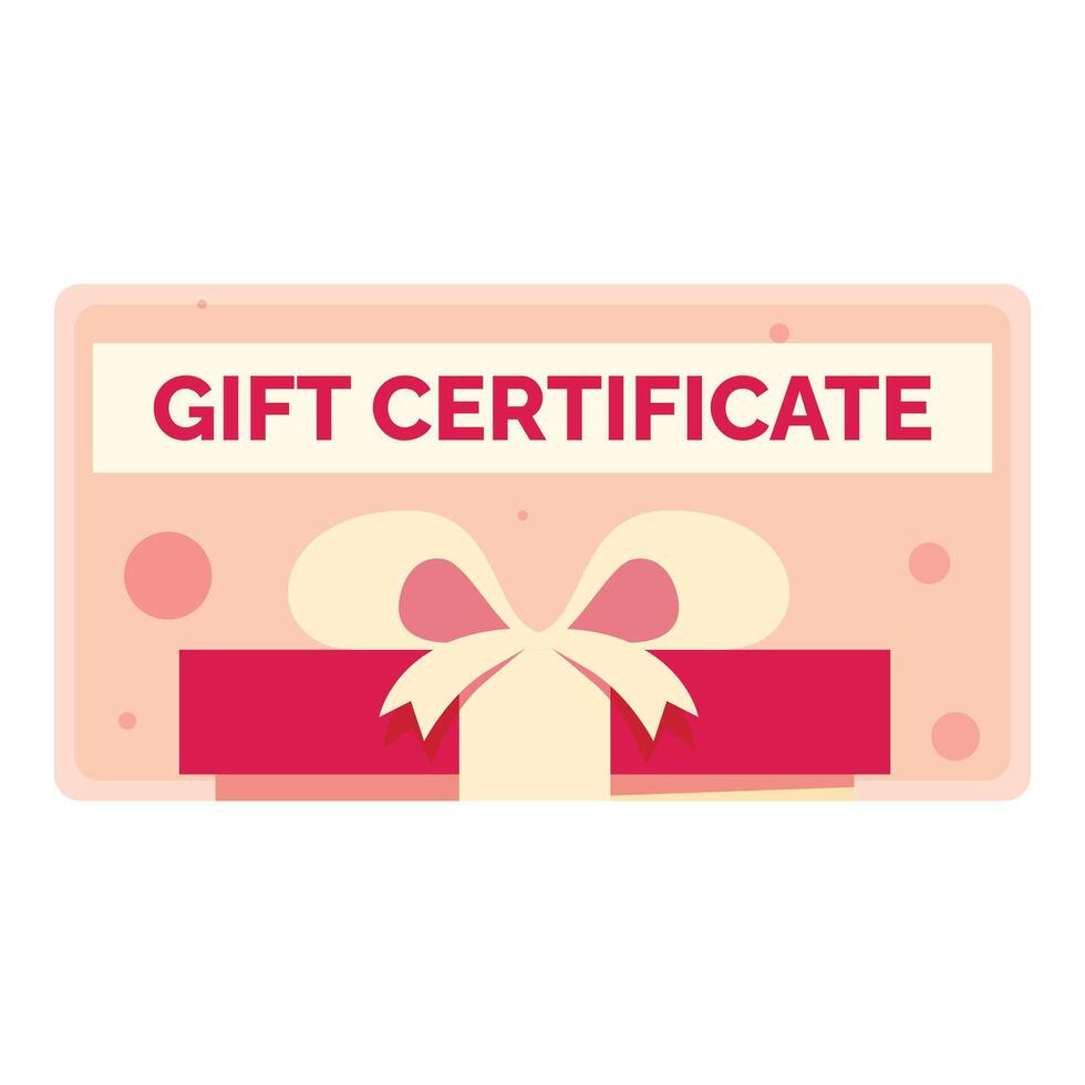 Gift certificate with red ribbon and bow for holiday or birthday present vector